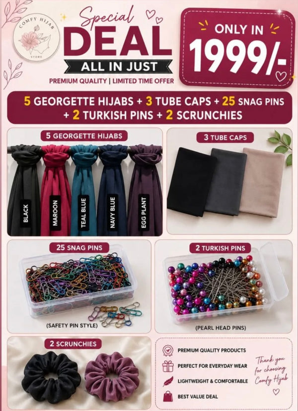 5 georgette hijab deal all in 1 🤍✨
